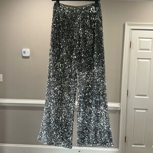 Nasty Gal wide leg velvet and sequin pants